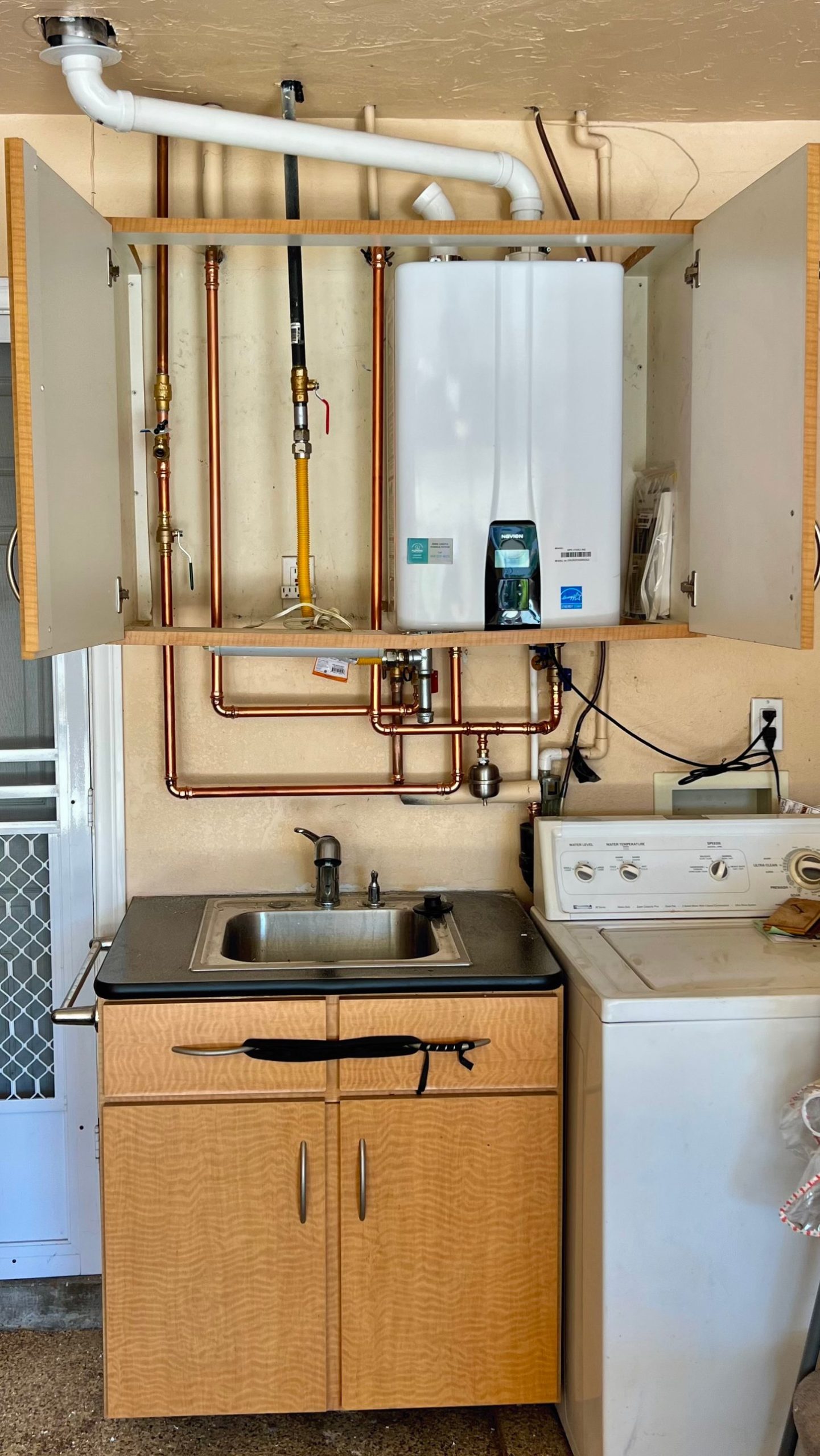 navien-tankless-water-heater-garage-cabinet-installation